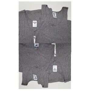 Jerzees 4 Ribbed Mens Medium Adult Tank Top Gray Cotton A-Shirt Undershirts NOS